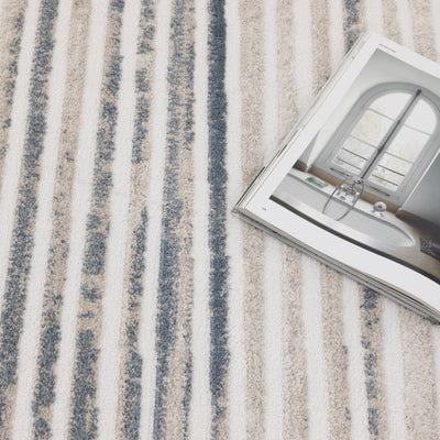 Nirvana Geo Lines Blue Modern Rug