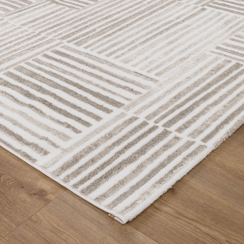 Nirvana Geo Lines Beige Modern Rug