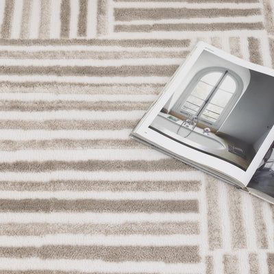 Nirvana Geo Lines Beige Modern Rug