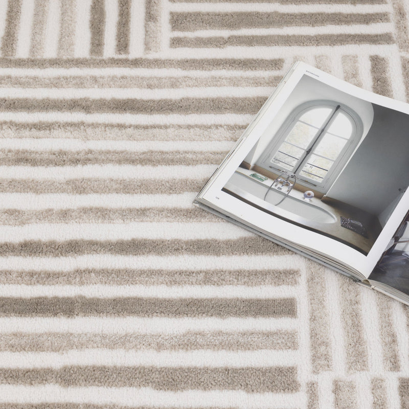 Nirvana Geo Lines Beige Modern Rug
