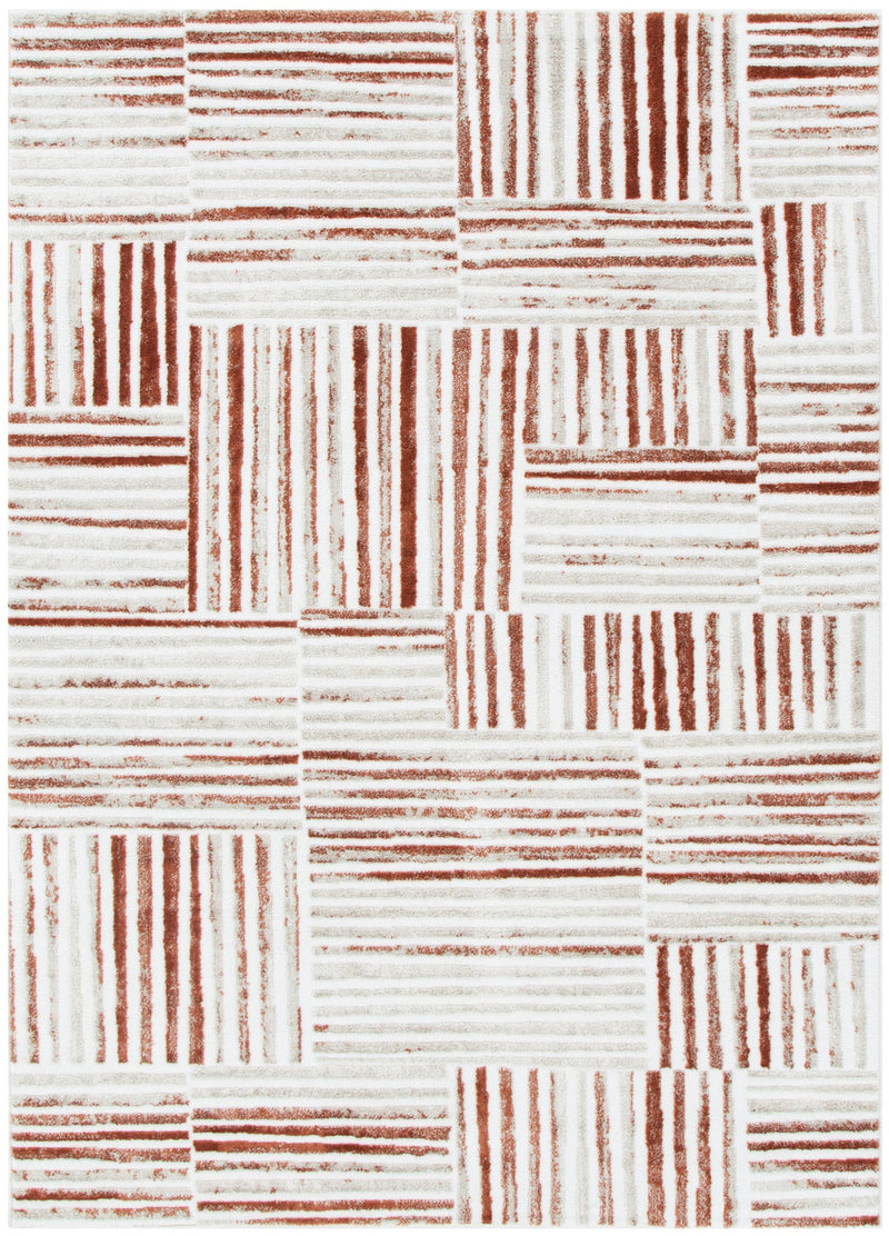 Nirvana Geo Lines Rust Modern Rug