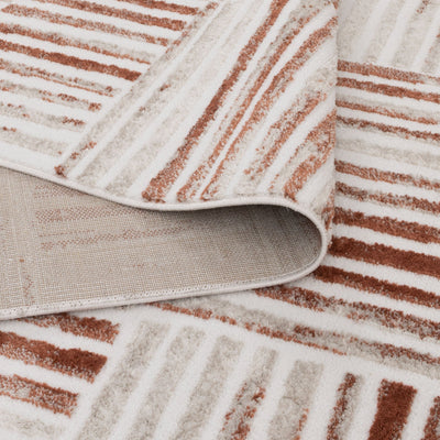 Nirvana Geo Lines Rust Modern Rug