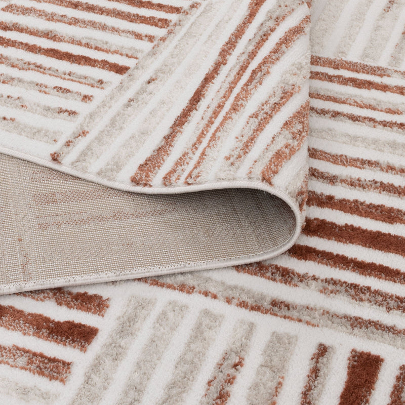 Nirvana Geo Lines Rust Modern Rug