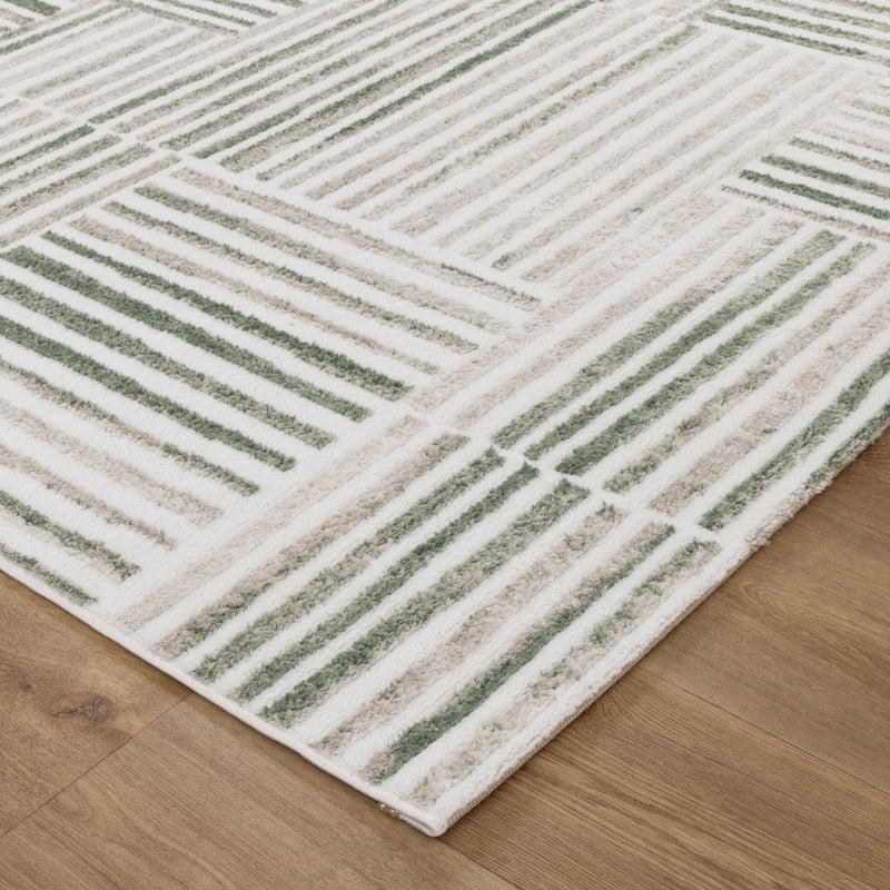 Nirvana Geo Lines Green Modern Rug