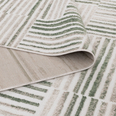 Nirvana Geo Lines Green Modern Rug
