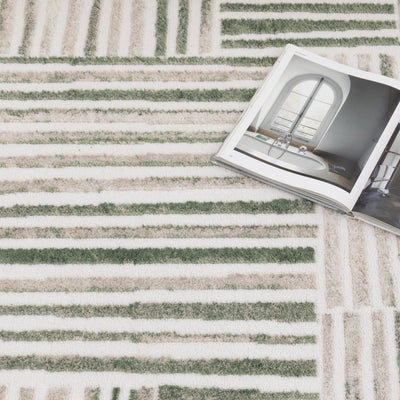 Nirvana Geo Lines Green Modern Rug