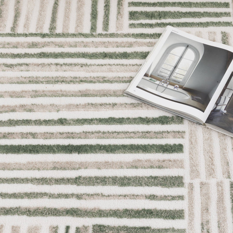 Nirvana Geo Lines Green Modern Rug