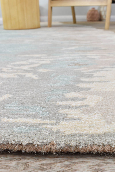 Lomax Coastal Beach Designer Wool Blend Rug