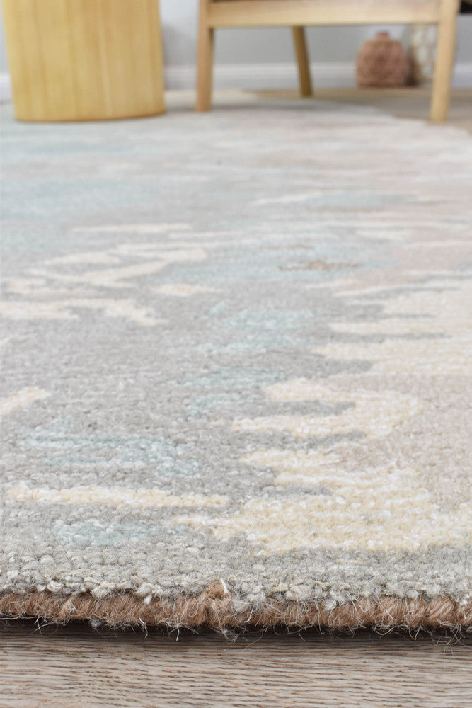 Lomax Coastal Beach Designer Wool Blend Rug