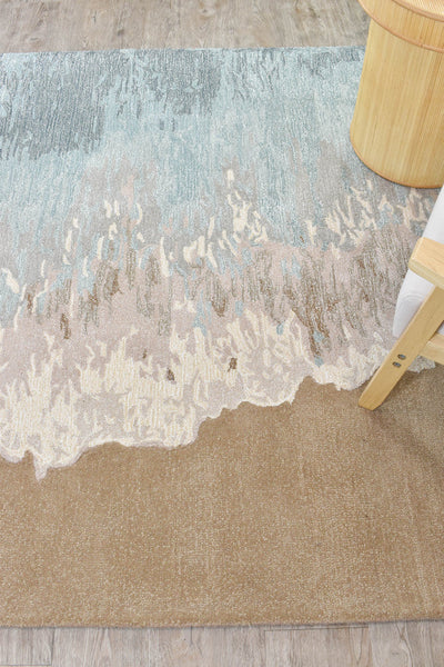 Lomax Coastal Beach Designer Wool Blend Rug