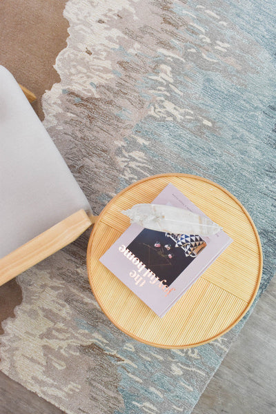 Lomax Coastal Beach Designer Wool Blend Rug