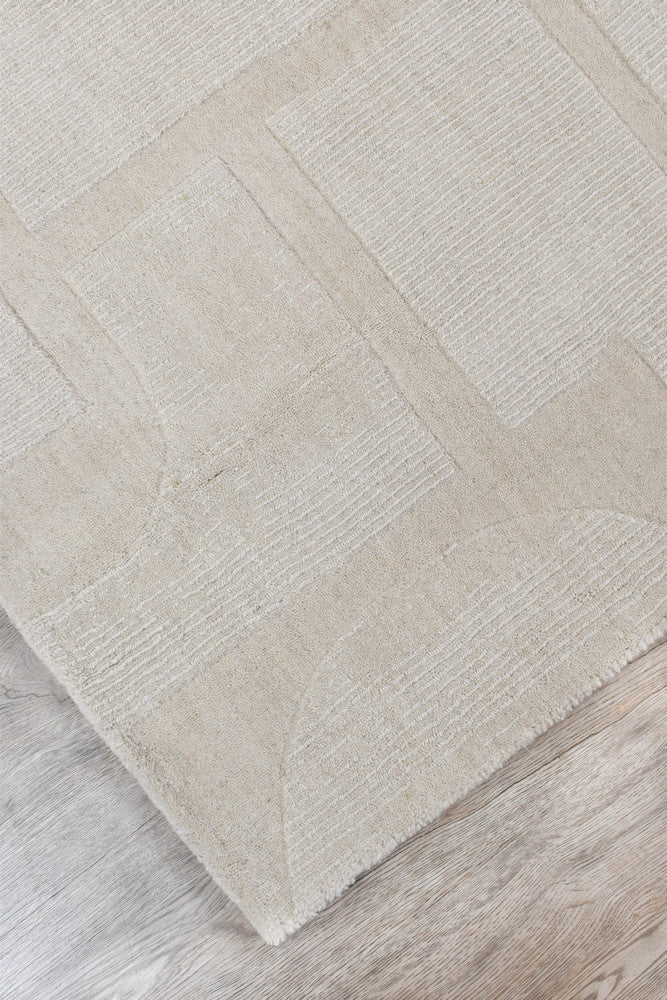 Lomax Powdered Beige Natural Wool Cotton Rug