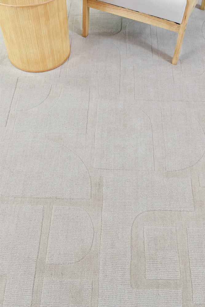 Lomax Powdered Beige Natural Wool Cotton Rug