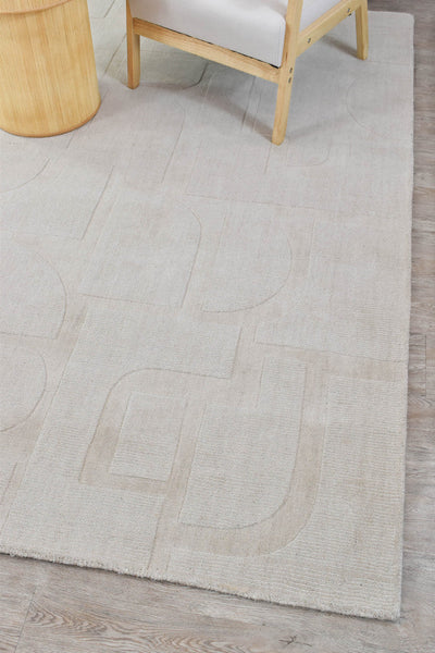 Lomax Powdered Beige Natural Wool Cotton Rug