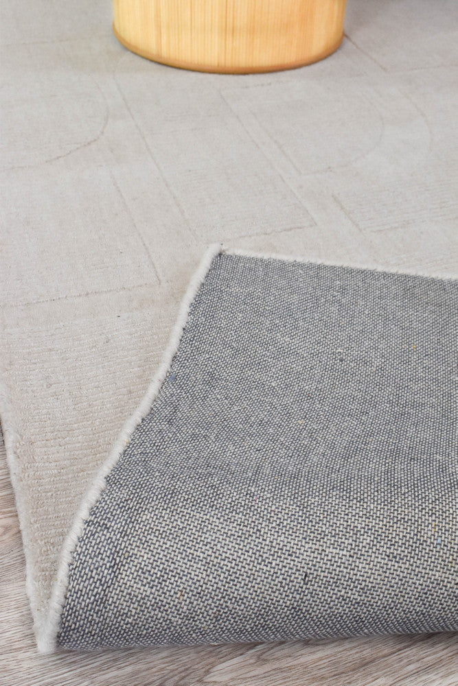 Lomax Powdered Beige Natural Wool Cotton Rug