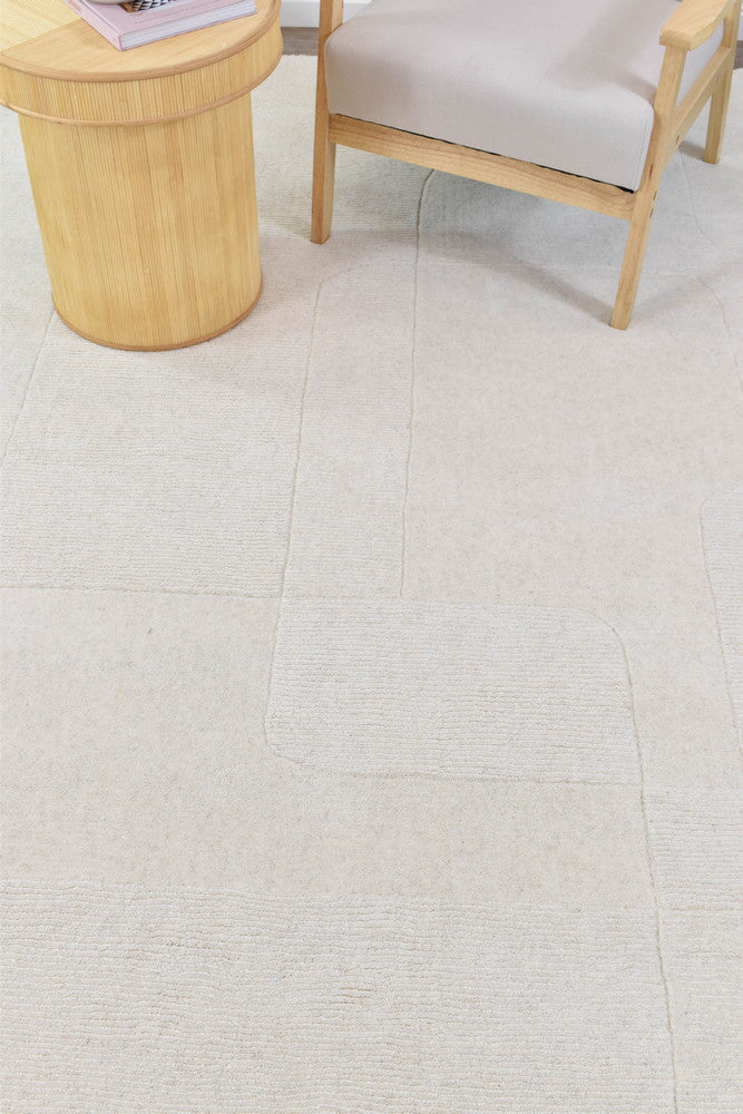 Lomax Velvet Coastal Natural Ivory Wool Cotton Rug