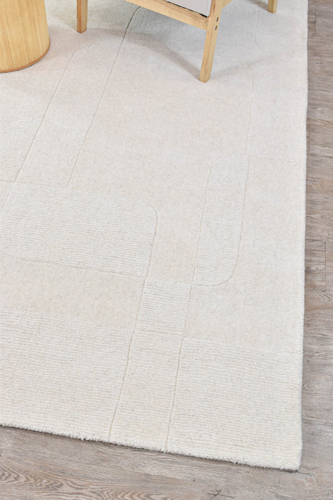 Lomax Velvet Coastal Natural Ivory Wool Cotton Rug