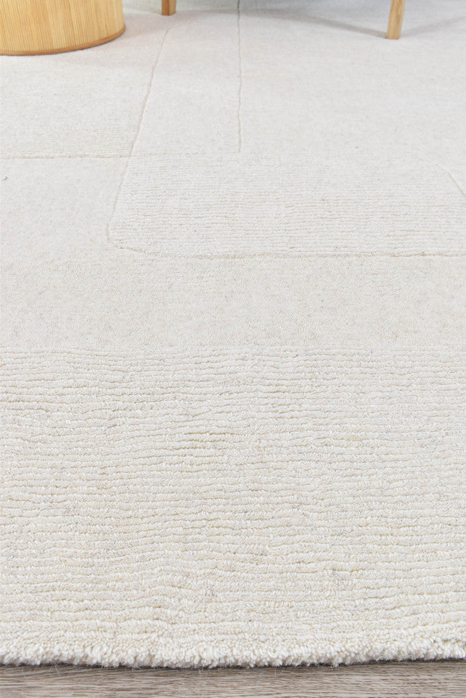 Lomax Velvet Coastal Natural Ivory Wool Cotton Rug