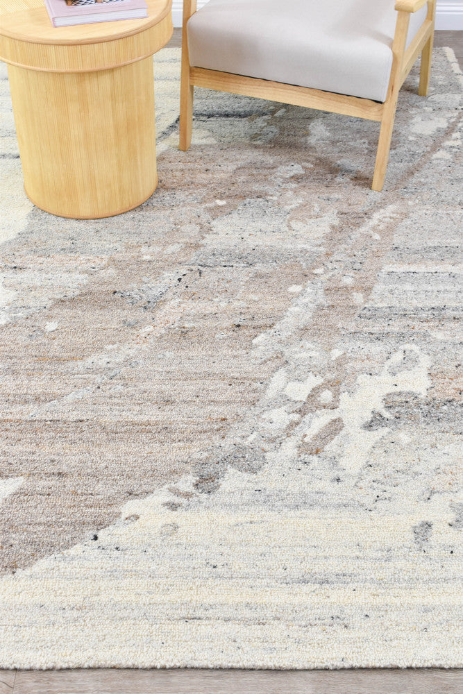 Lomax Walnut Designer Wool Cotton Rug