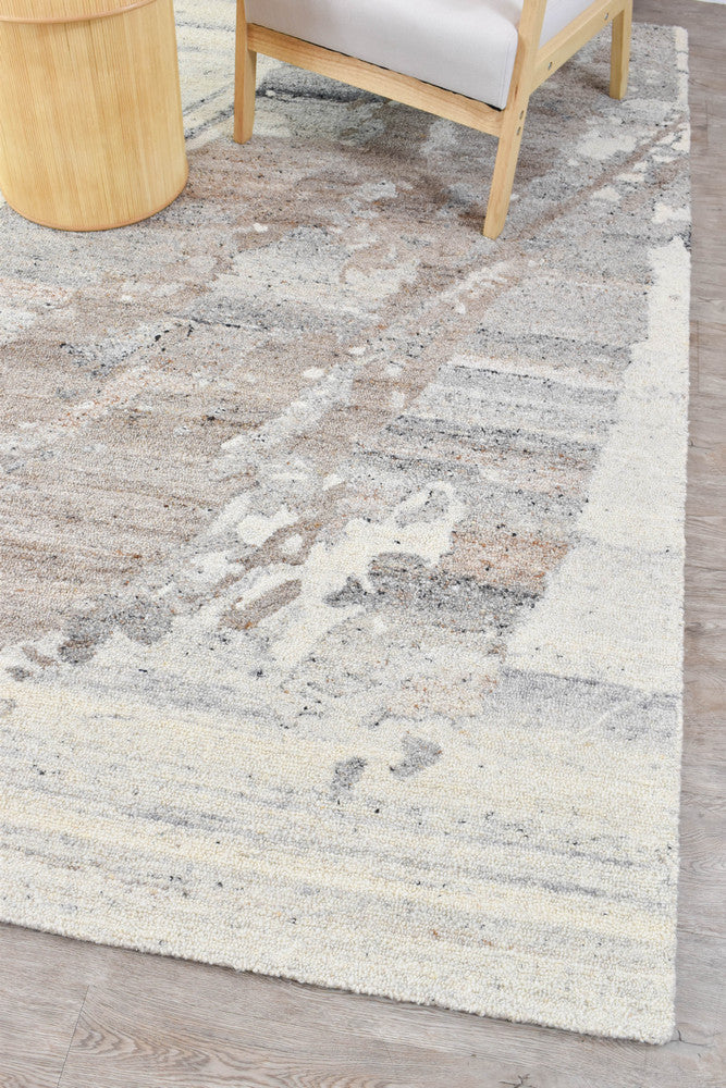 Lomax Walnut Designer Wool Cotton Rug