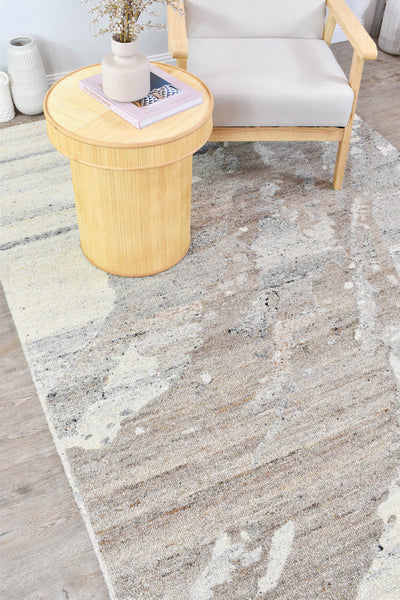 Lomax Walnut Designer Wool Cotton Rug