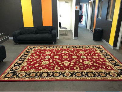 Sydney Collection Classic Rug Red with Black Border