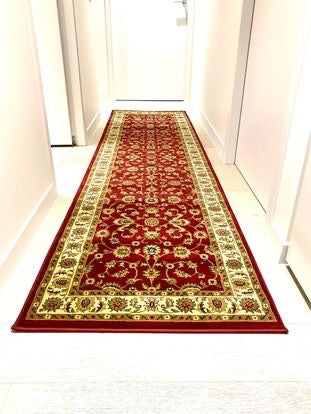 Sydney Classic Runner Red with Ivory Border Runner Rug