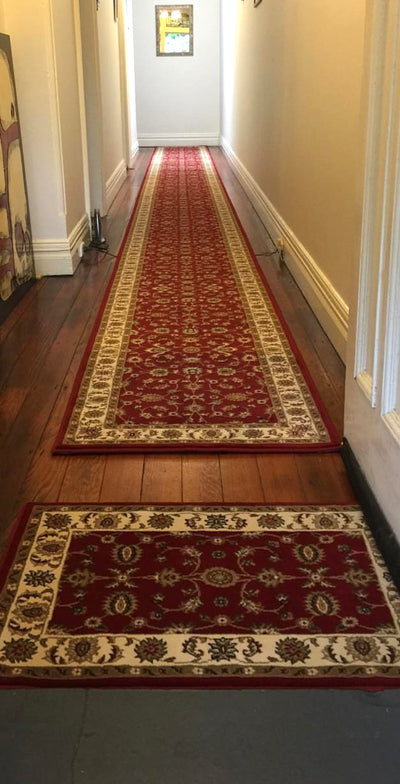 Sydney Classic Runner Red with Ivory Border Runner Rug