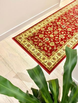 Sydney Classic Runner Red with Ivory Border Runner Rug