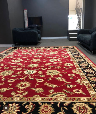 Sydney Collection Classic Rug Red with Black Border