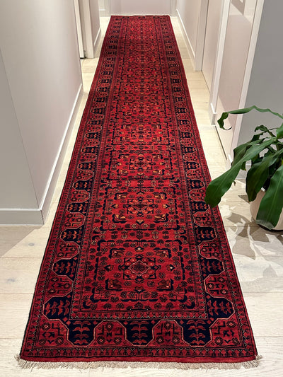 Afghan Red hallway runner handmade, Rugs Online Rugs Sydney Australia, www.rugsonlinerugs.com.au