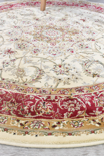 Classic Garden Medallion 15 Cream Red Rug