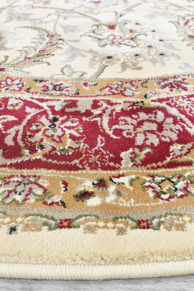 Classic Garden Medallion 15 Cream Red Rug