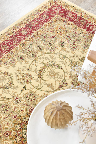 Classic Garden Medallion 15 Cream Red Rug