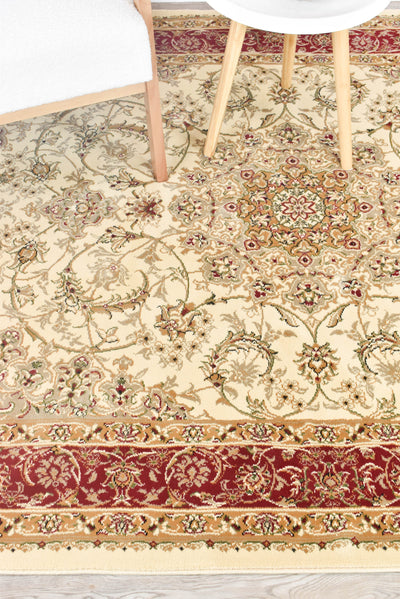 Classic Garden Medallion 15 Cream Red Rug