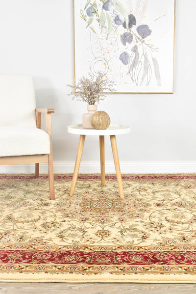 Classic Garden Medallion 15 Cream Red Rug