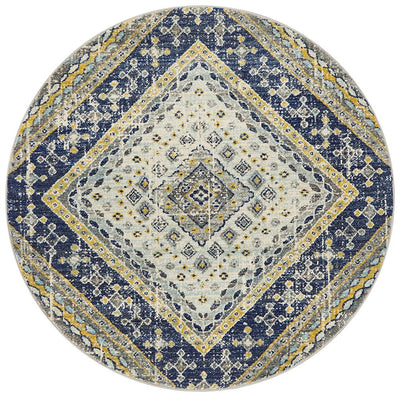 Babylon 203 Navy  Round Rug