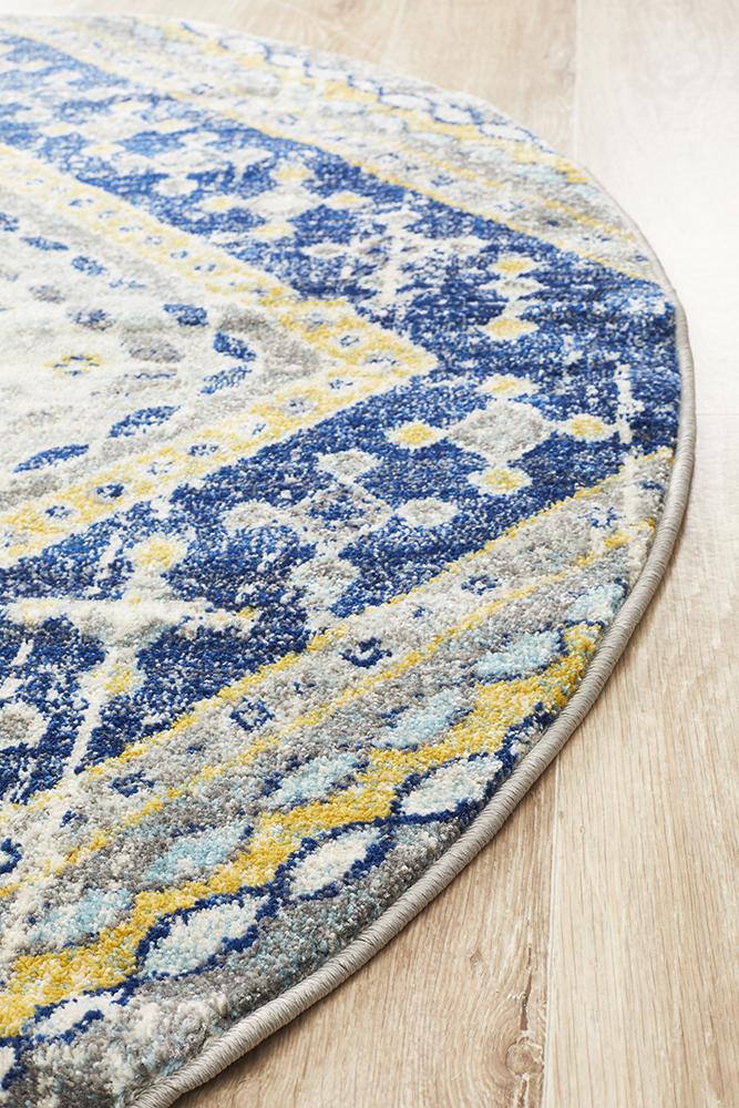 Babylon 203 Navy  Round Rug