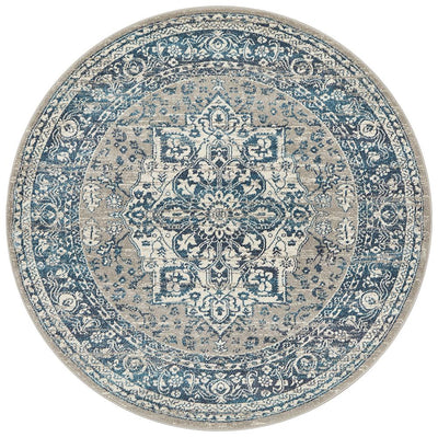 Babylon 207 Blue  Round Rug