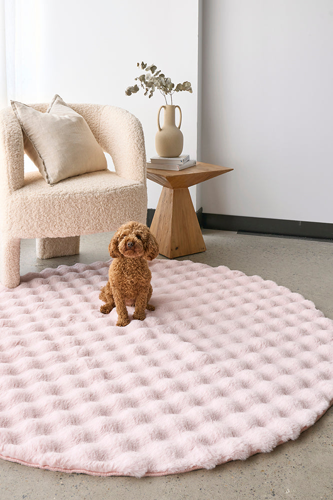 Bubble Blush Round - Machine Washable Soft Rug, Rugs Online Rugs Sydney Australia, www.rugsonlinerugs.com.au