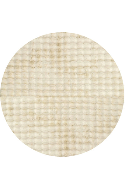 Bubble Natural Round - Machine Washable Soft Rug