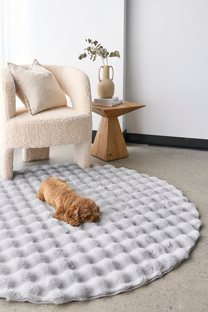 Bubble Silver Round - Machine Washable Soft Rug, Rugs Online Rugs Sydney Australia, www.rugsonlinerugs.com.au