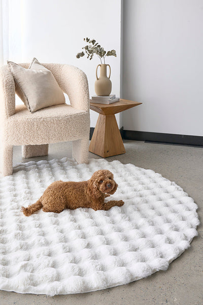 Bubble White Round - Machine Washable Soft Rug, Rugs Online Rugs Sydney Australia, www.rugsonlinerugs.com.au