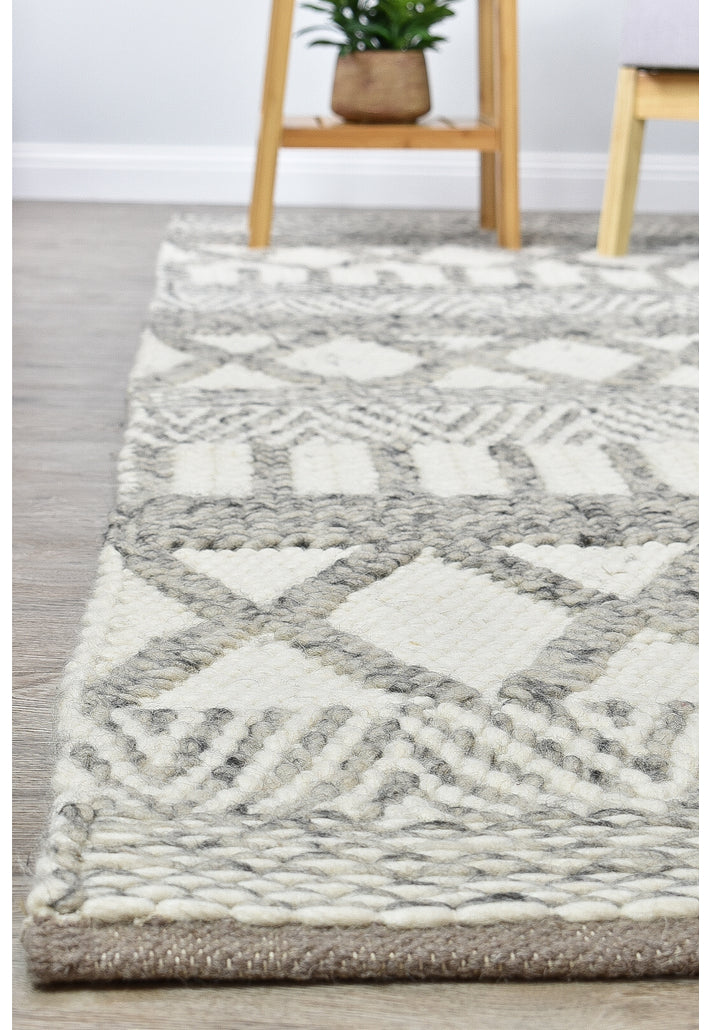 Catalina Acadian White Silver Wool Rug