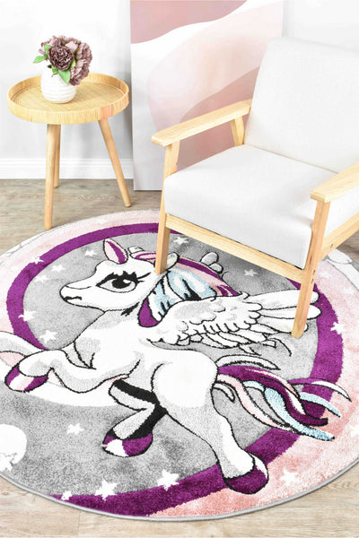 Dream Kids D345A Unicorn Round Rug, Rugs Online Rugs Sydney Australia, www.rugsonlinerugs.com.au