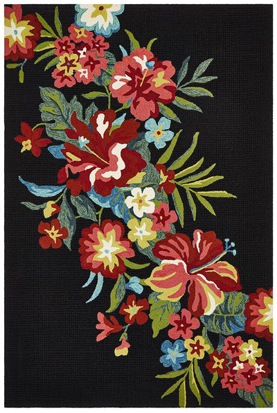 Copacabana Kelsey Bouquet Black Indoor Outdoor Rug