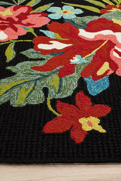 Copacabana Kelsey Bouquet Black Indoor Outdoor Rug