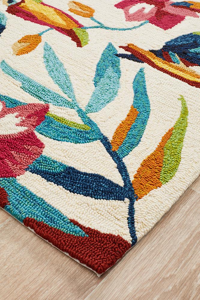 Copacabana Toucan Tropical Indoor Outdoor Rug Cream