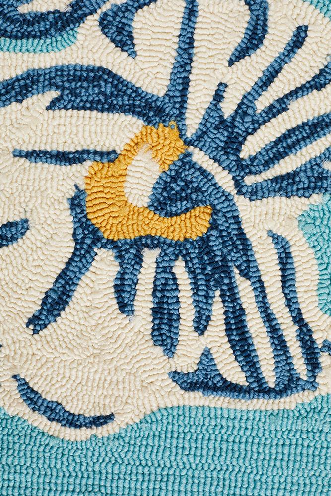 Copacabana Whimsical Blue Floral Indoor Outdoor Rug