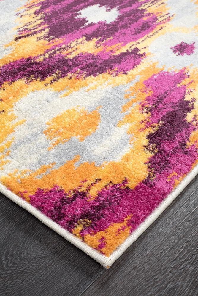 Dimensions Divinity Burst Aubergine Modern Runner Rug